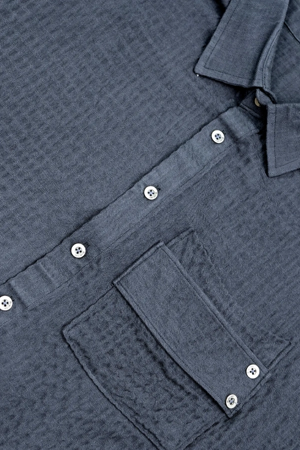 Charcoal Short Sleeve Shirt with Fashion Pocket  ( Relaxed Fit ) — 5