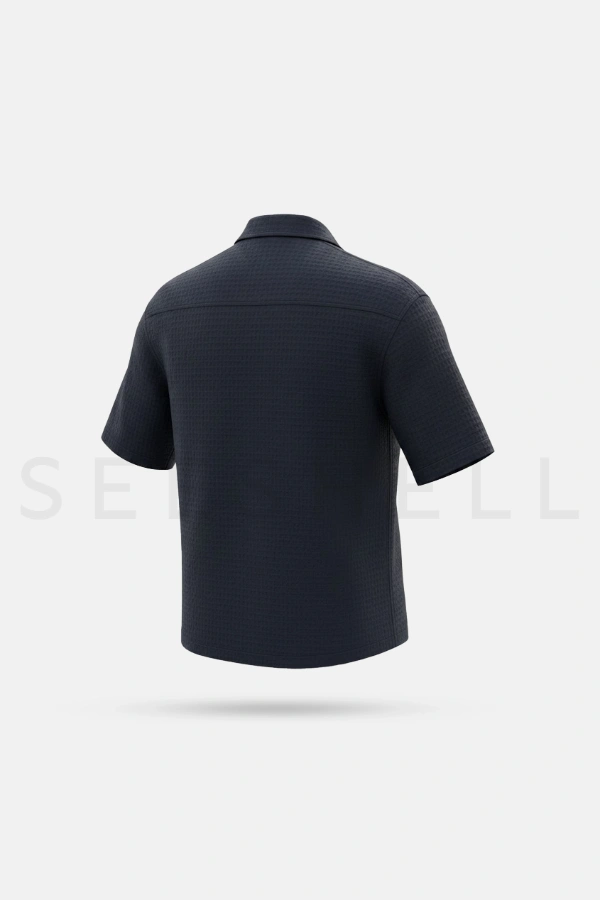 Charcoal Short Sleeve Shirt with Fashion Pocket  ( Relaxed Fit ) — 4