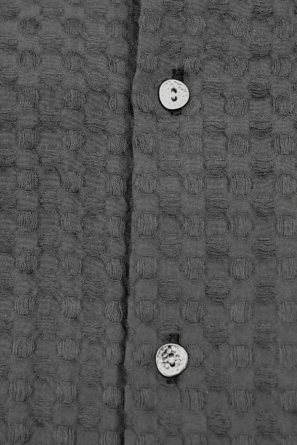 Gray fancy woven cotton Cuban shirt  ( Relaxed Fit ) — 5