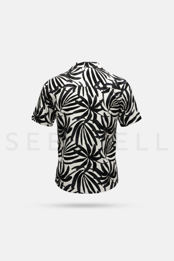 Beige black contrast printed Viscose cotton Cuban shirt ( Relaxed Fit ) — 5
