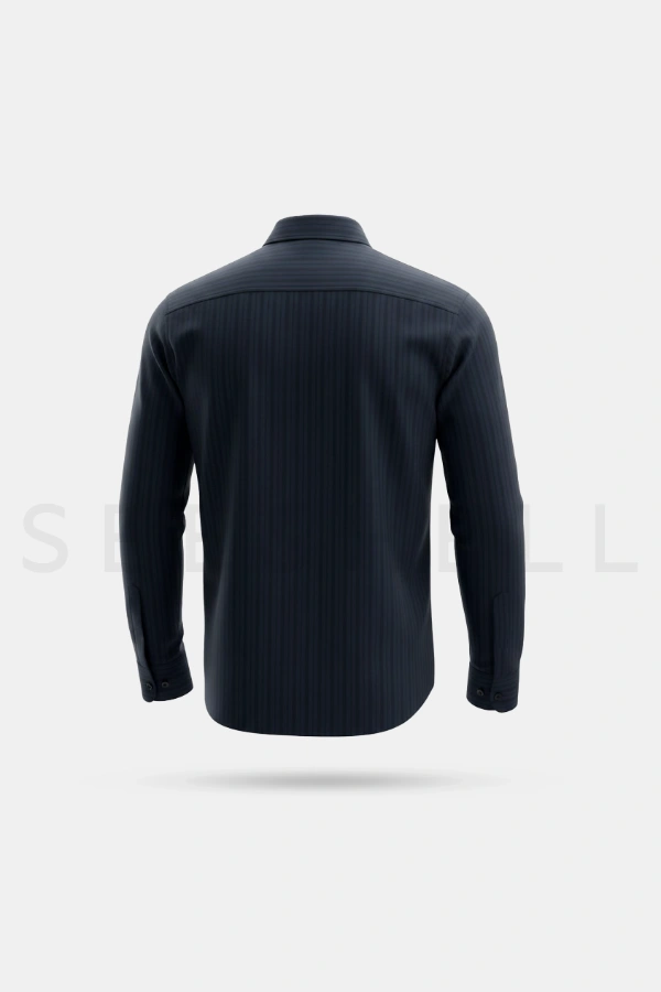 Midnight blue premium cotton full sleeve shirt — 4