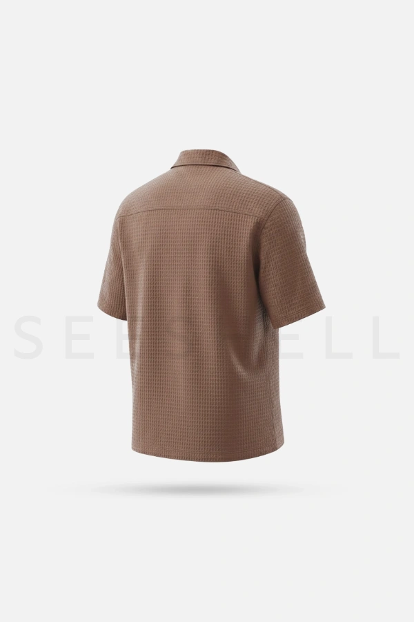 Mocha Short Sleeve Shirt with Fashion Pocket — 4