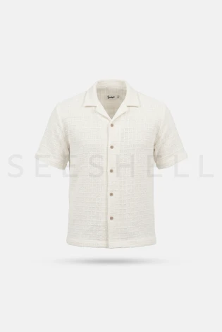 Basket Weave Off- White Cotton Cuban ( Relaxed Fit ) — 3