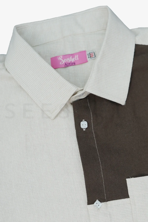 Cream & Brown Stylish Half Sleeve Shirt — 4