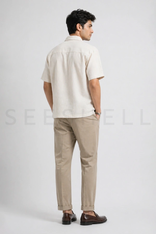 Cream & Brown Stylish Half Sleeve Shirt — 3