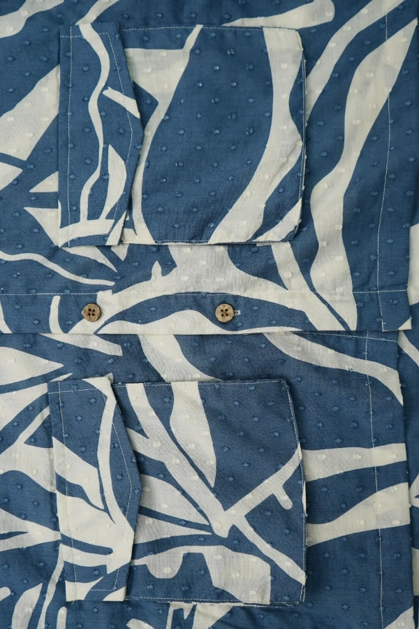 Blue & White Printed Summer Soft Cotton Shirt — 4