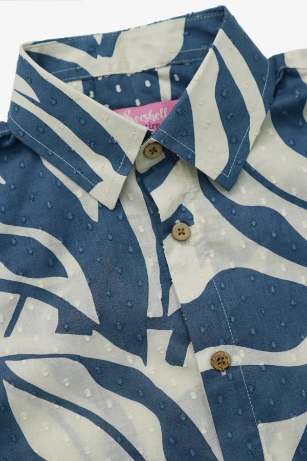 Blue & White Printed Summer Soft Cotton Shirt — 3