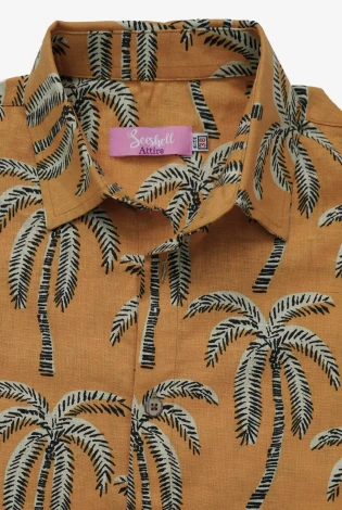Bold Yellow Printed Summer Remi Cotton Shirt — 3