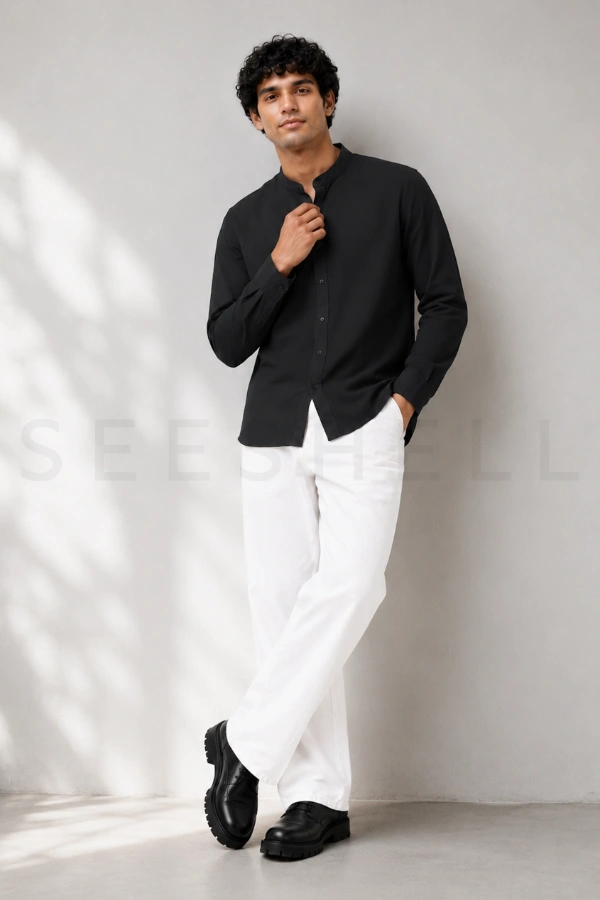 Black premium cotton fabric long sleeve shirt — 1