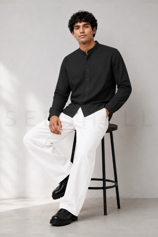 Black premium cotton fabric long sleeve shirt — 2