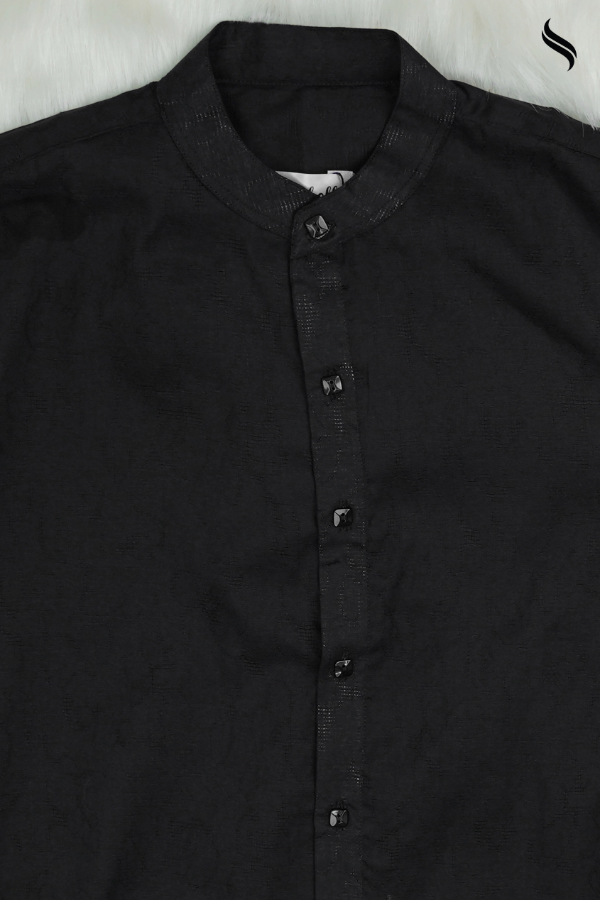 SEESHELL Men's Shirt Full Sleeve Premium Cotton Black (Black Color) 03