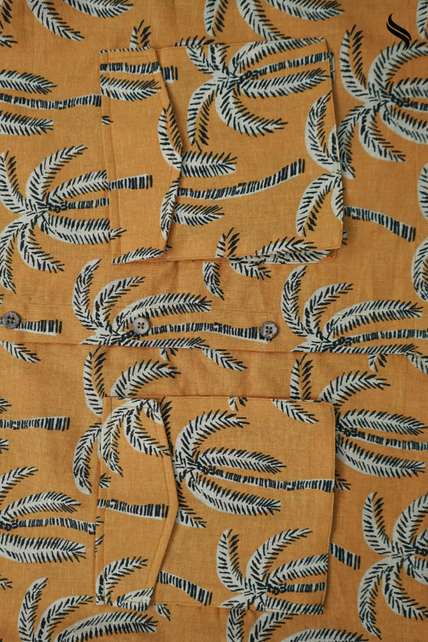 Bold Yellow Printed Summer Remi Cotton Shirt (Bold Yellow Color) 04