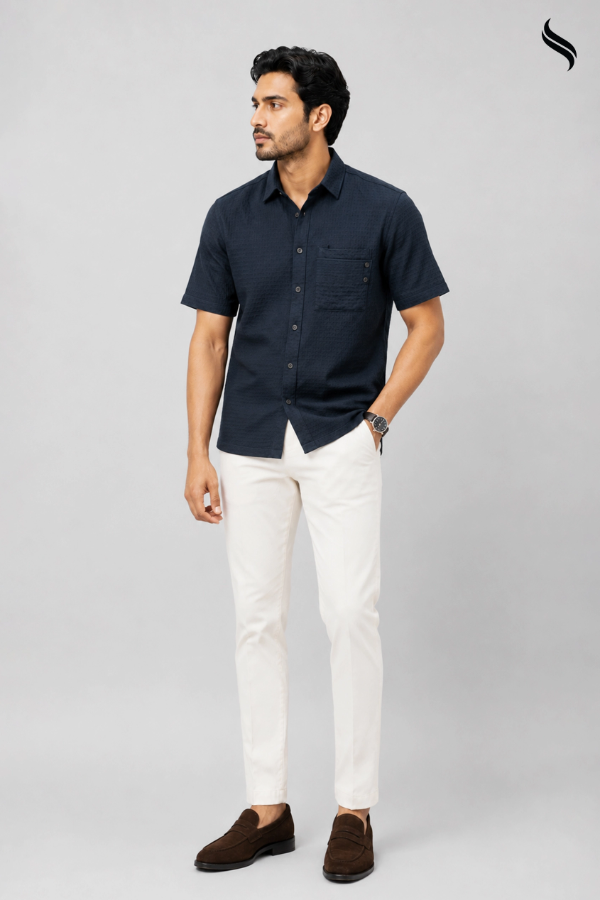 SEESHELL Men's Shirt Cotton Featuring Utility Pocket Charcoal