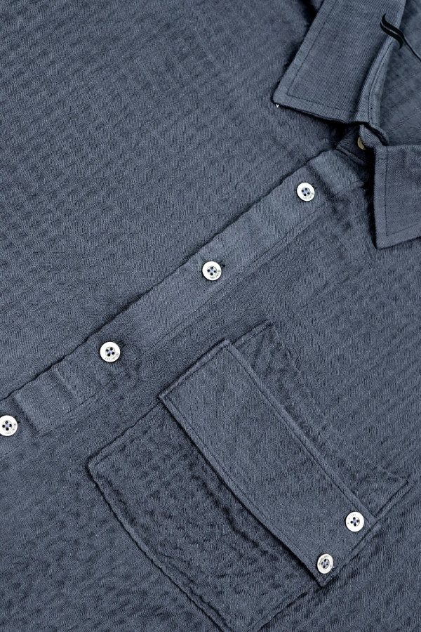 SEESHELL Men's Shirt Cotton Featuring Utility Pocket Charcoal (Charcoal black Color) 05