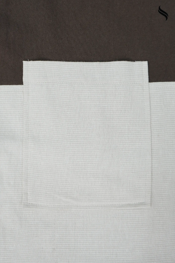 SEESHELL Men's Shirt Blended Cotton Dual Textile Cream Brown (Cream & Chocolate Brown Color) 04