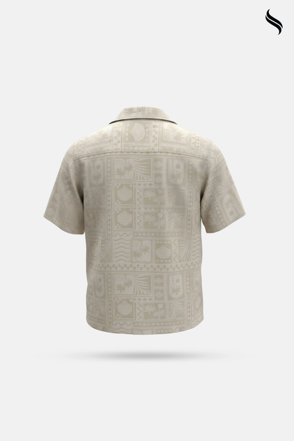 SEESHELL Men's Shirt Monochrome Slab Cotton Cream White (Cream White Color) 04