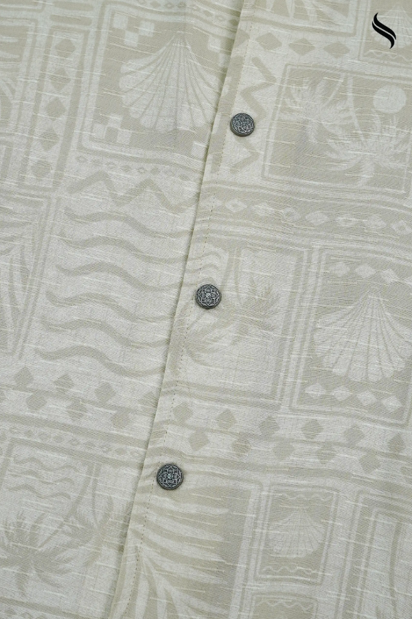SEESHELL Men's Shirt Monochrome Slab Cotton Cream White (Cream White Color) 05