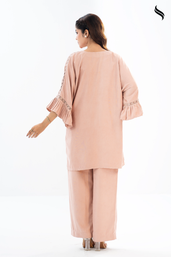 SEESHELL Women's Co Ord Corduroy Embroidery Dusty Peach (Dusty Peach Color) 04