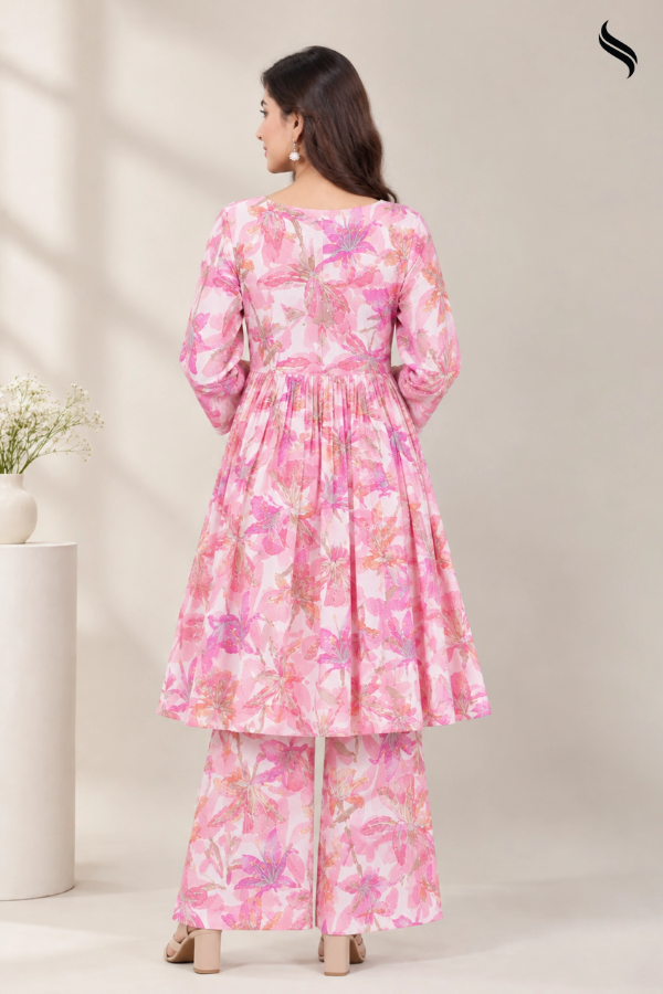 SEESHELL Women's Co Ords Set Printed Luxury Cotton (Pink print Color) 02