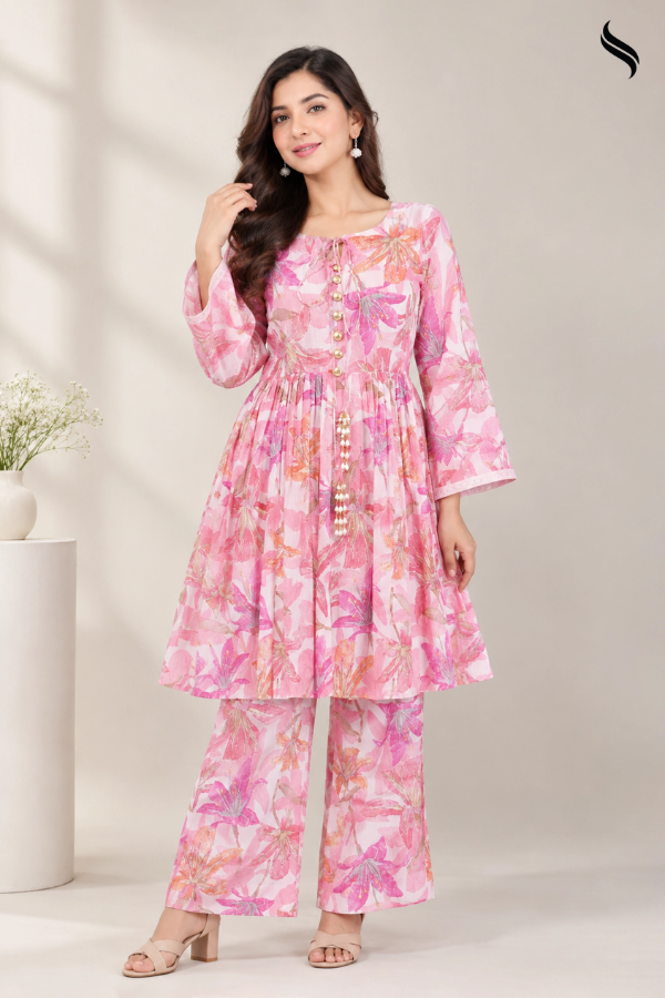 SEESHELL Women's Co Ords Set Printed Luxury Cotton