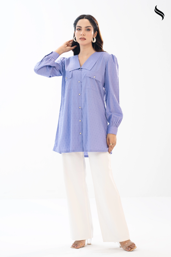SEESHELL Women's Top Embossed Cotton Pockets Lavender (Lavender Color) 02