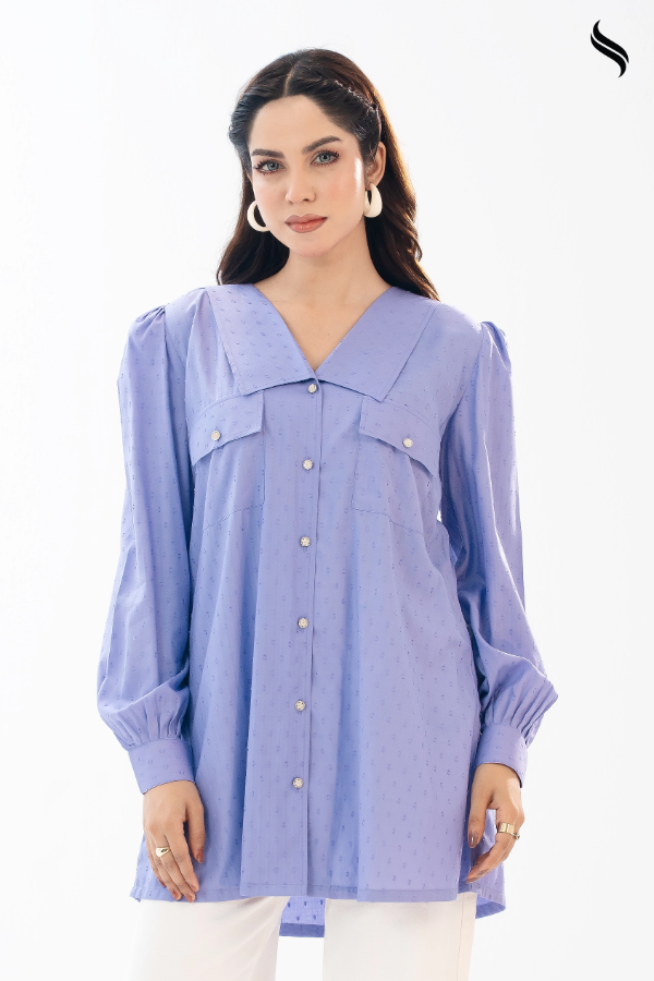 SEESHELL Women's Top Embossed Cotton Pockets Lavender (Lavender Color) 03