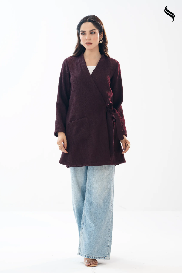 SEESHELL Women's Outerwear Heavy Cotton Twill Wrap Maroon