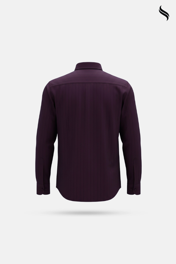 SEESHELL Men's Formal Shirt Premium Cotton Long Sleeve Maroon (Maroon Color) 04
