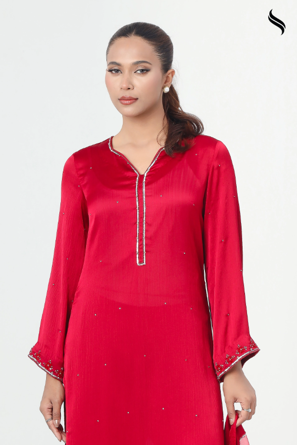 Maroon zardosi work Exclusive three piece set (Maroon Color) 02