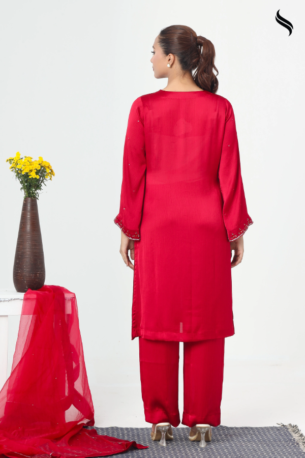Maroon zardosi work Exclusive three piece set (Maroon Color) 03
