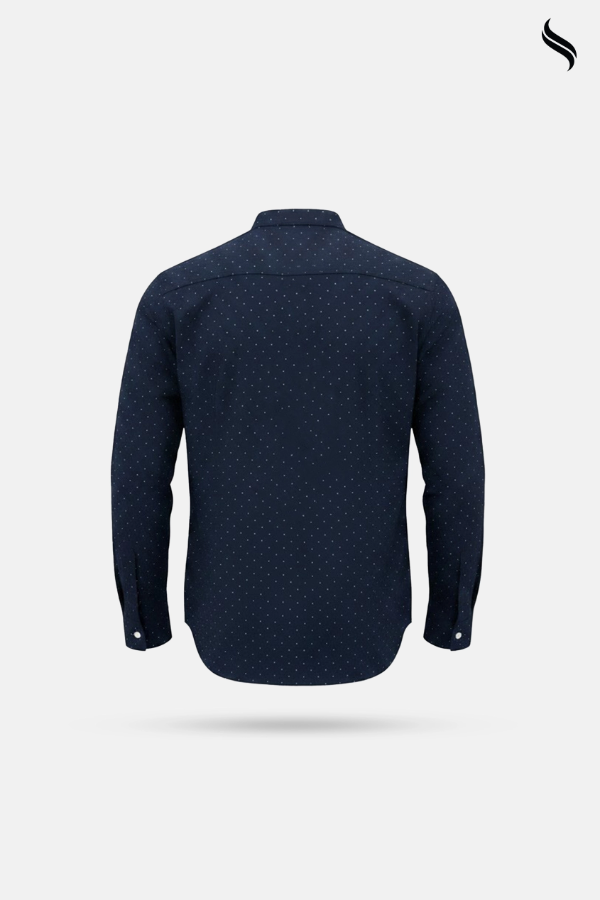 SEESHELL Men's Shirt Blended Cotton Polka Dot Midnight Bluen (Midnight blue Color) 04
