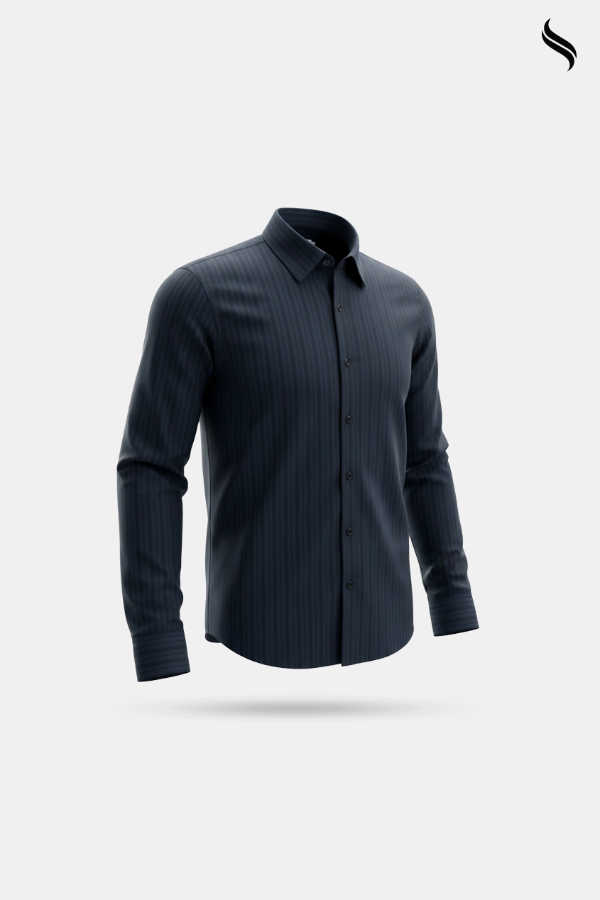SEESHELL Men's Formal Shirt Cotton Tailored Fit Midnight Blue (Midnight blue Color) 03