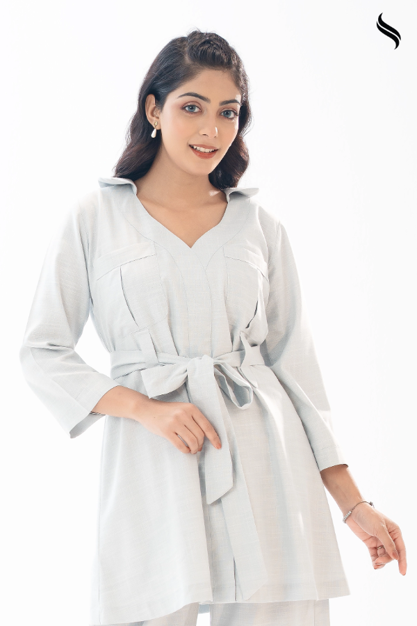 SEESHELL Women's Co Ord Remi Viscose Tie Front Cut Sew Mint (Mint Color) 02