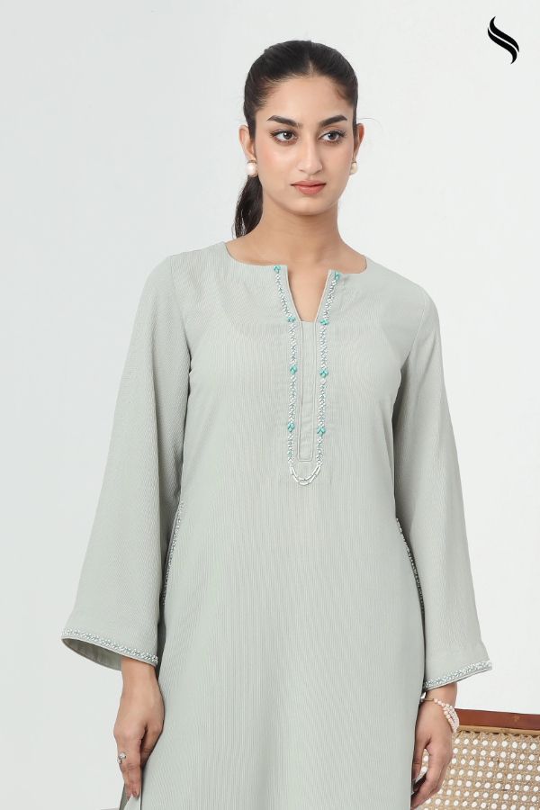SEESHELL Women's Two Piece Blended Cotton Embroidery Mint (Mint Color) 02