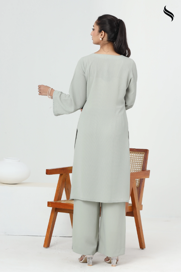 SEESHELL Women's Two Piece Blended Cotton Embroidery Mint (Mint Color) 03