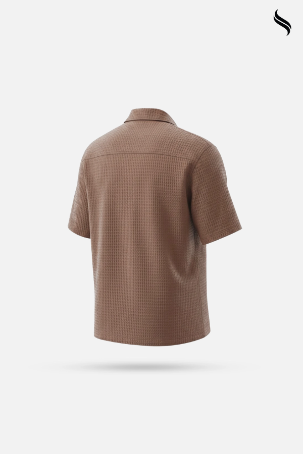 SEESHELL Men's Shirt Short Sleeve Soft Cotton Mocha (Mocha Color) 04