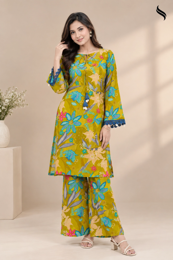 SEESHELL Women's Printed 2pcs Set Luxury Cotton