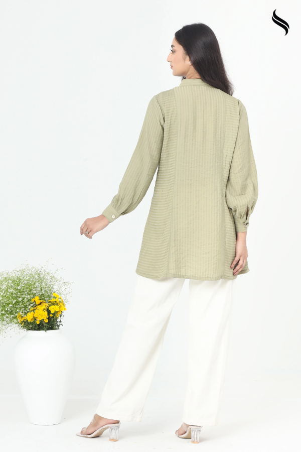 SEESHELL Women's Top Premium Cotton Button Olive Green (Olive green Color) 02