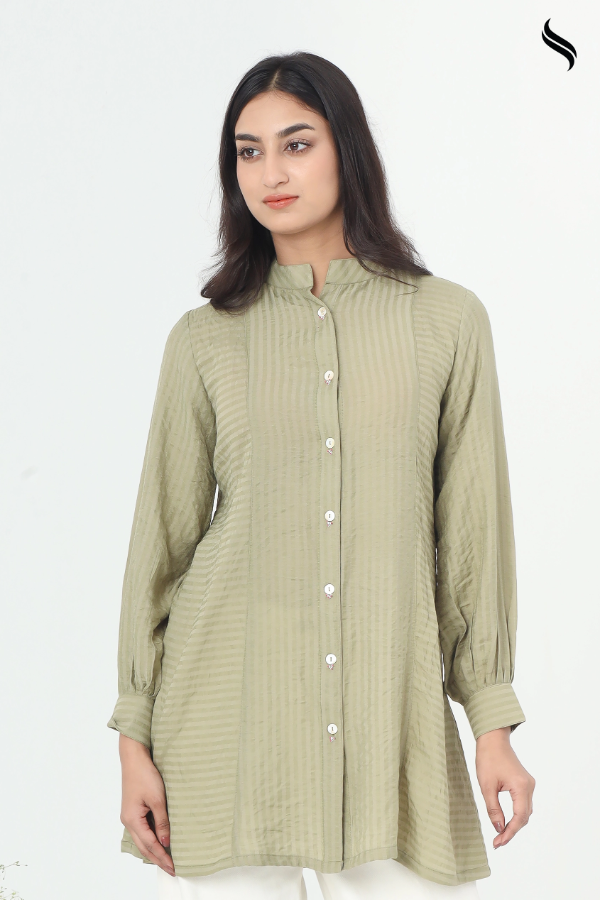 SEESHELL Women's Top Premium Cotton Button Olive Green (Olive green Color) 03