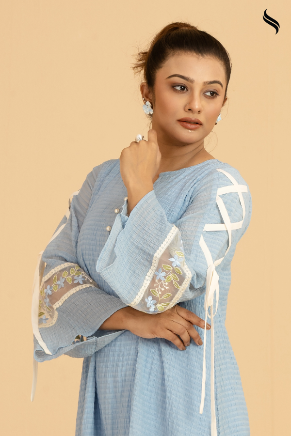 SEESHELL Women's Two Piece Applique Embroidery Pale Blue (Pale Blue Color) 02