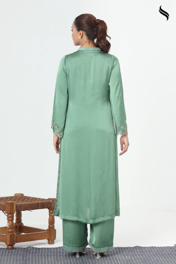 SEESHELL Women's Two Piece Silk Karchupi Pine Green (Pine Green Color) 03