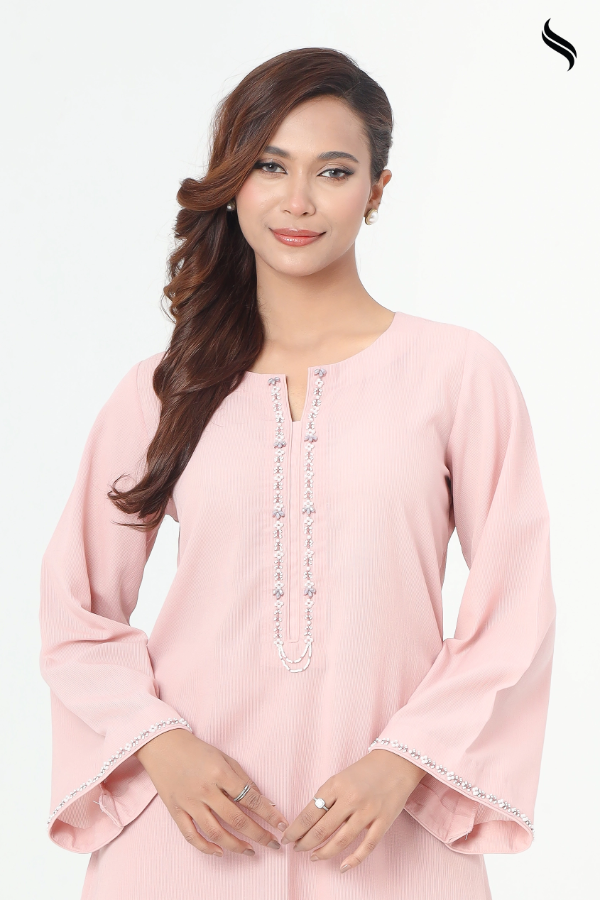 Pink lemonade  Tambour work Semi Casual two pcs dress (Pink Lemonade Color) 03
