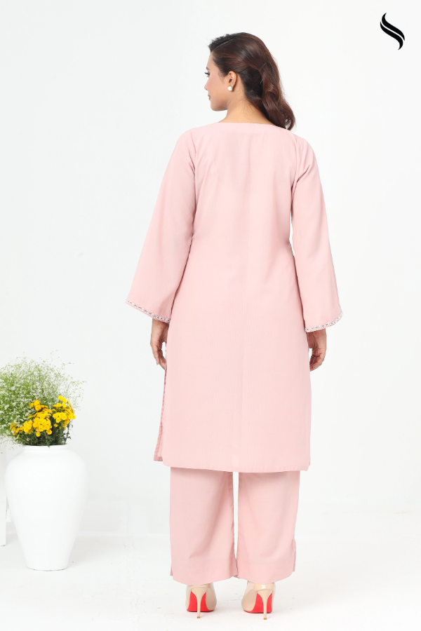 Pink lemonade  Tambour work Semi Casual two pcs dress (Pink Lemonade Color) 04