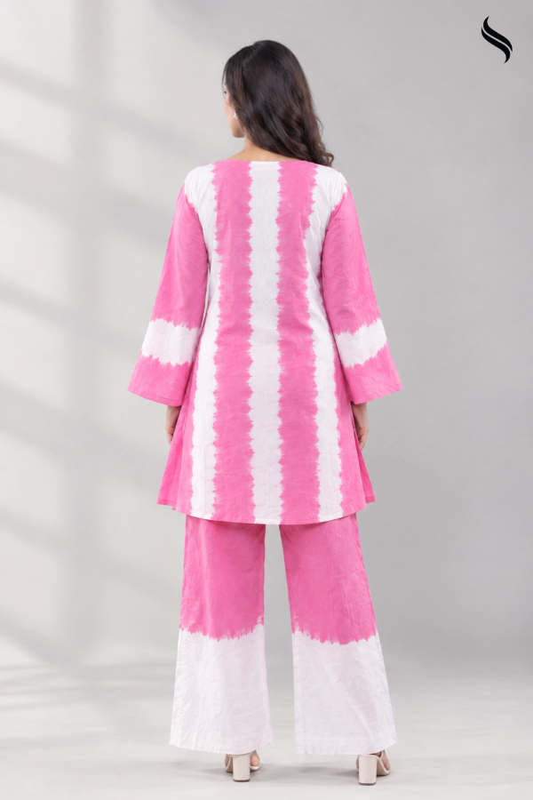 SEESHELL Women's Co Ord Cotton Tie Dye Shirt Style Pink (Pink tie dye Color) 03