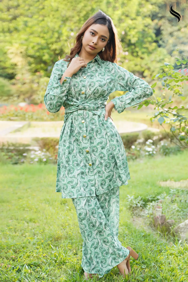 SEESHELL Women's 2pcs Royal Silk (Green Color) 02