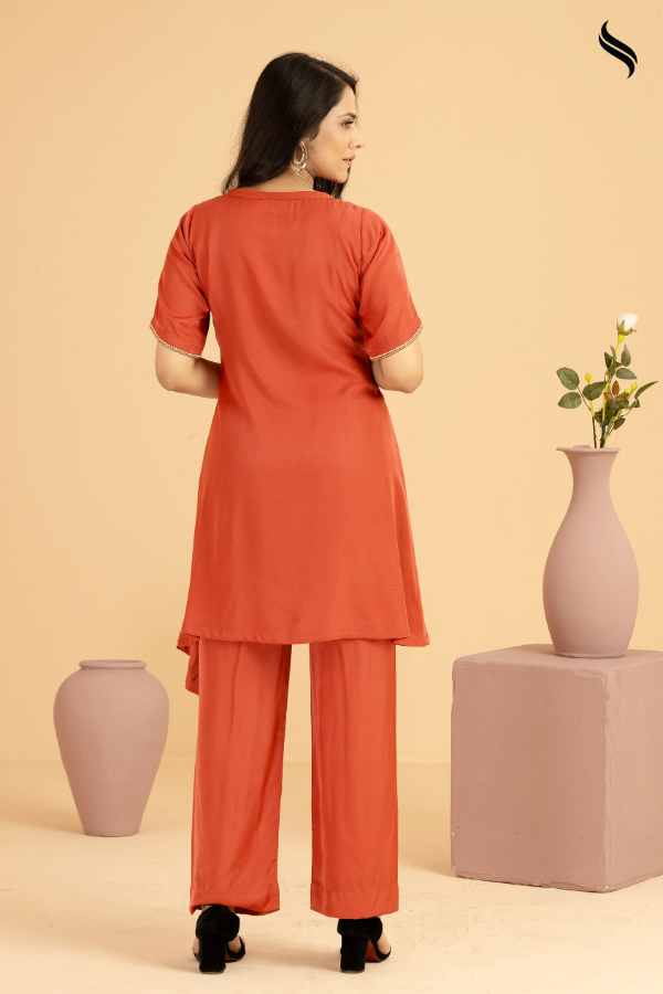 SEESHELL Women's Co-Ords Blended Cotton Rustic Orange (Rustic Orange Color) 03