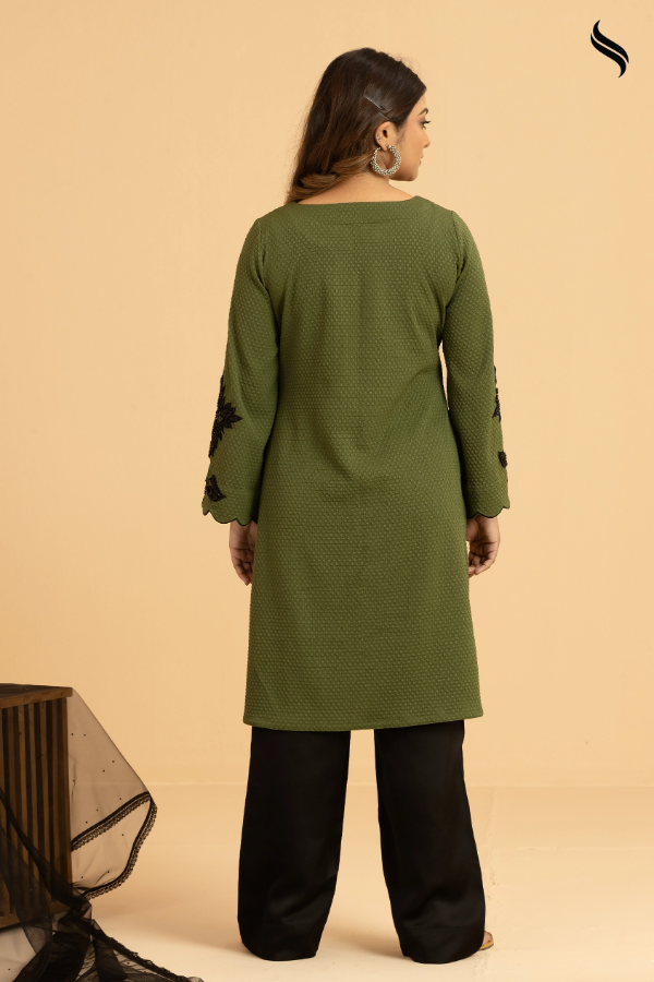 SEESHELL Women's Three Piece Blended Silk Lace Farsi Sage Green (Sage Green Color) 03