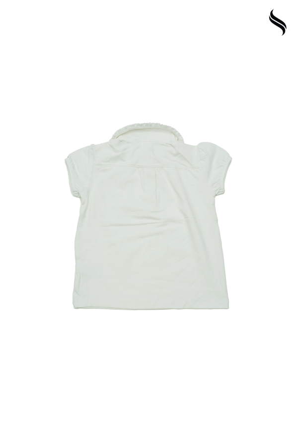 SEESHELL Baby Girls' Peter Pan Collar Polo Top – White (White Color) 04
