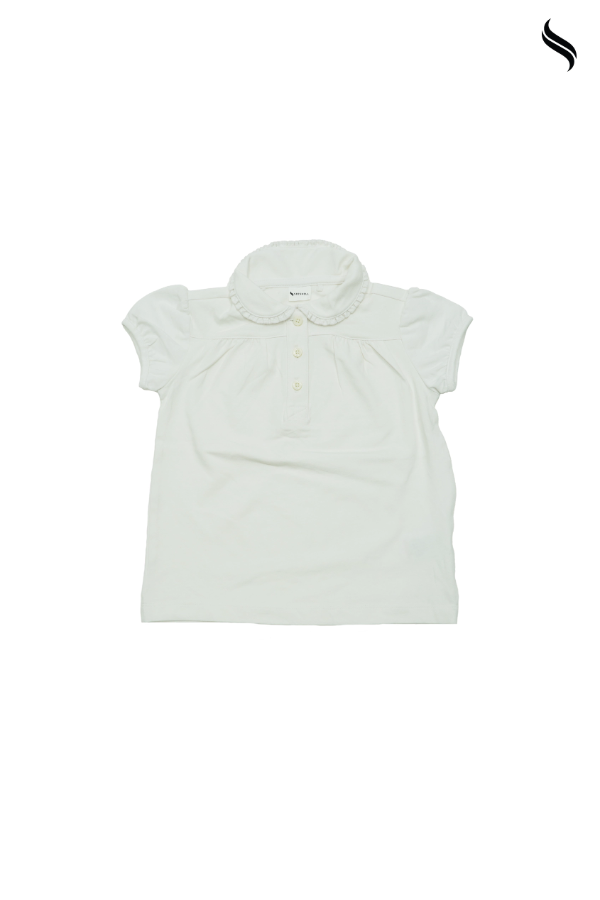 SEESHELL Baby Girls' Peter Pan Collar Polo Top – White (White Color) 05