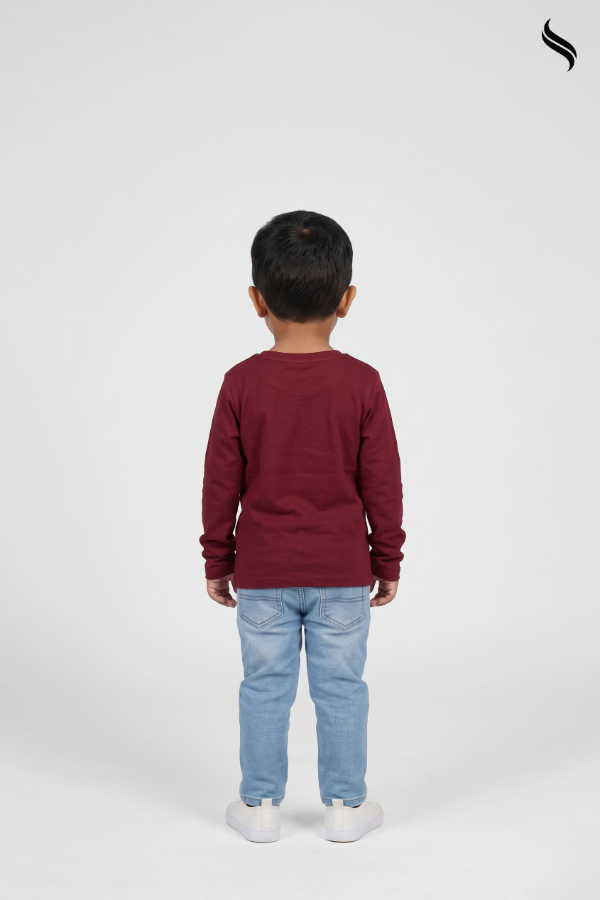 SEESHELL Kid's Unisex Festive Graphic Long Sleeve T-Shirt – Red (Red Color) 01
